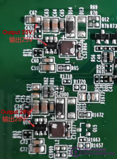 S19 pro+ Hydro 28V и 25V схема повышения напряжения