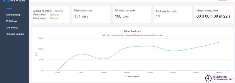 KS0 майнер бег интерфейс