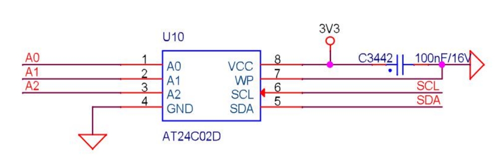 схема цепи микросхемы EEPROM AT24C02D