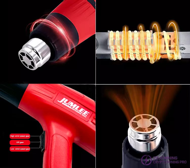 Термофен мощностью 2000 Вт для ремонта хэш-плат Термофен мощностью 2000 Вт для ремонта хэш-плат