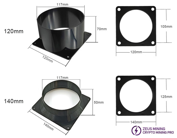 120mm 140mm fan duct cooling shroud for ASIC miner cooling fan1.jpg